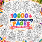 Coloring Pages Bundle, 10000 Printable Designs with PLR and MRR Rights