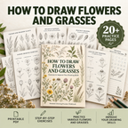 How to Draw Flowers Workbook, Printable Floral and Grass Sketching Exercises