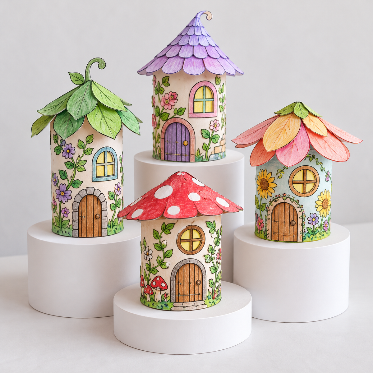 Printable Fairy House Craft, Coloring and Cut and Paste Activity for Kids