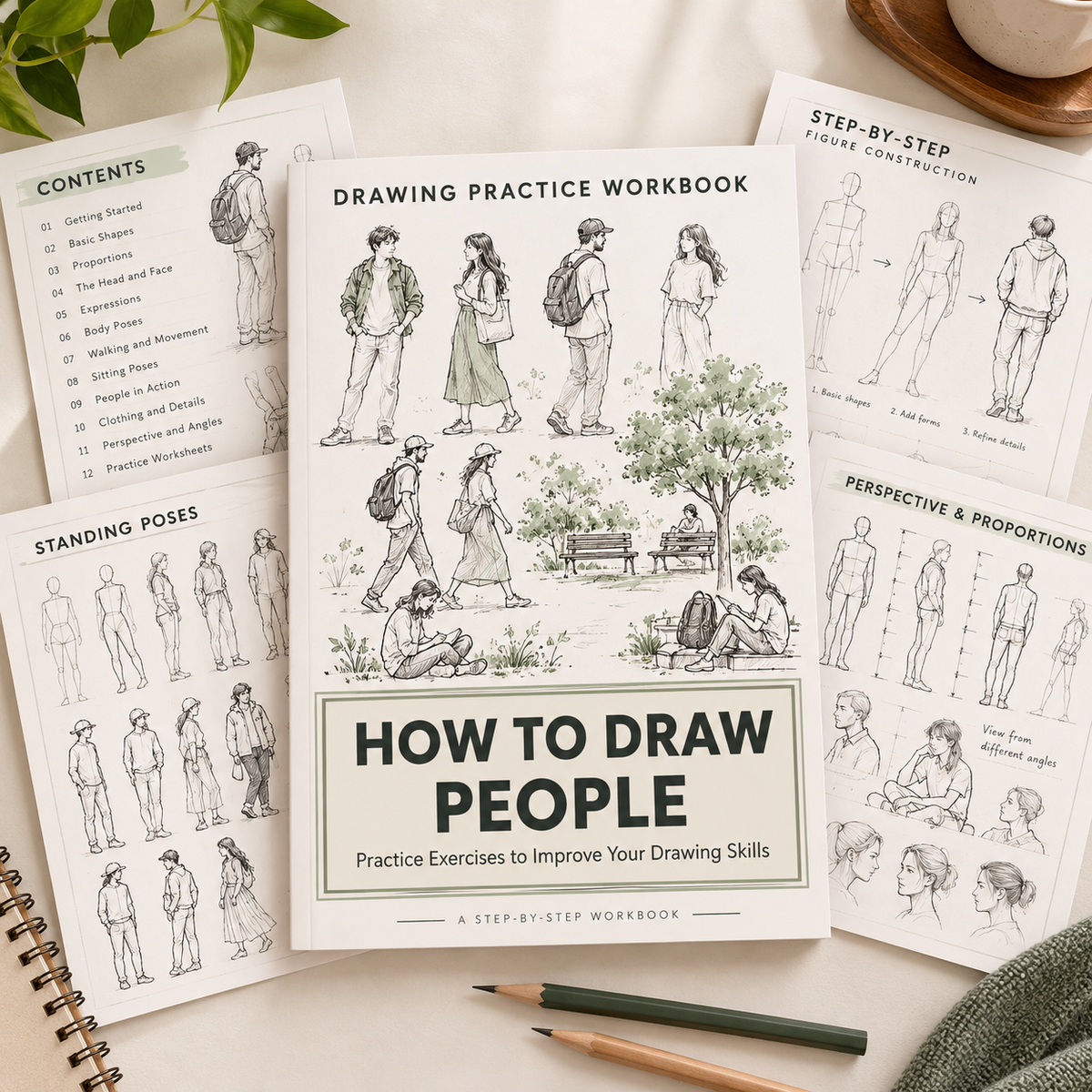 How to Draw People Workbook, Printable Figure Sketching Exercises for Beginners