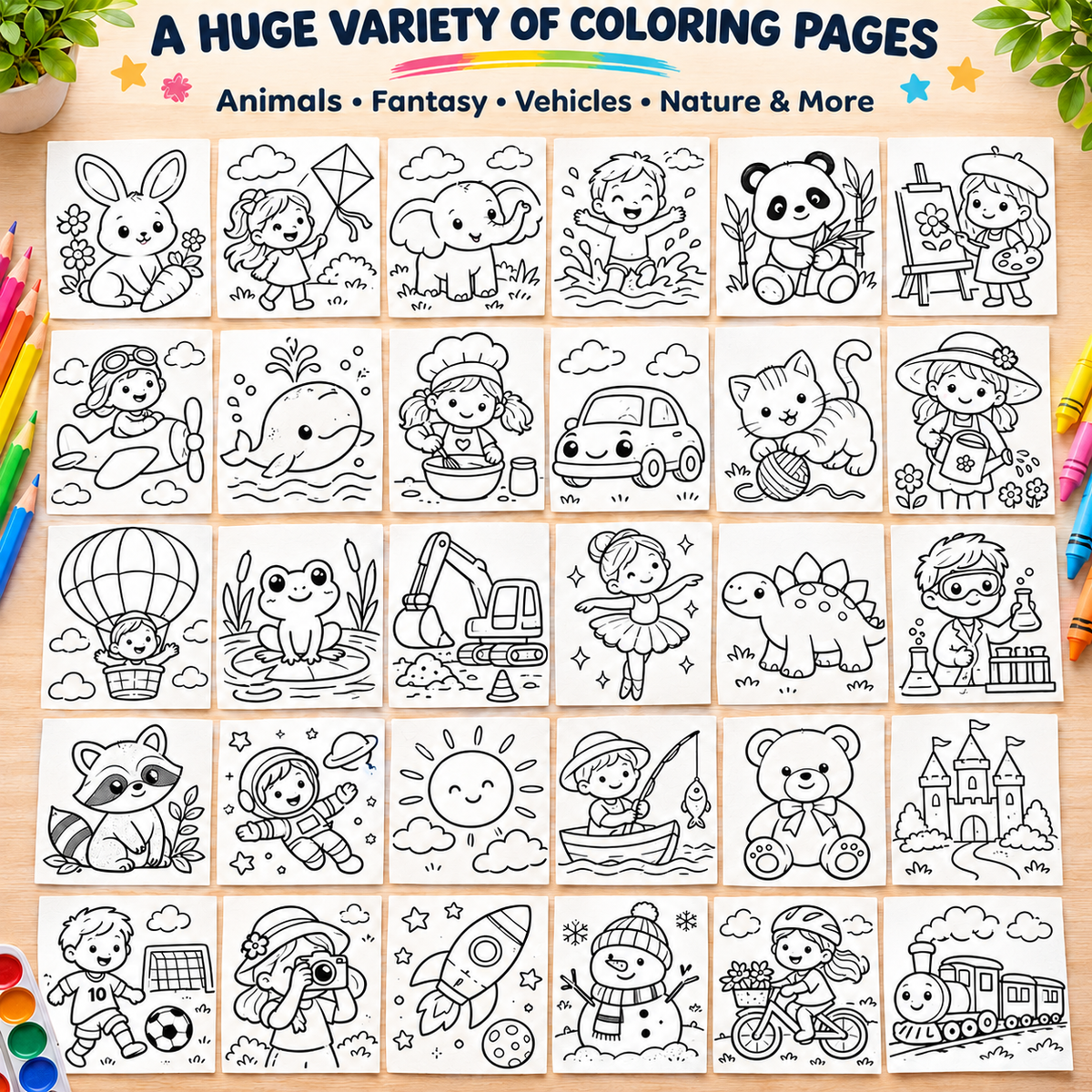 Coloring Pages Bundle, 10000 Printable Designs with PLR and MRR Rights