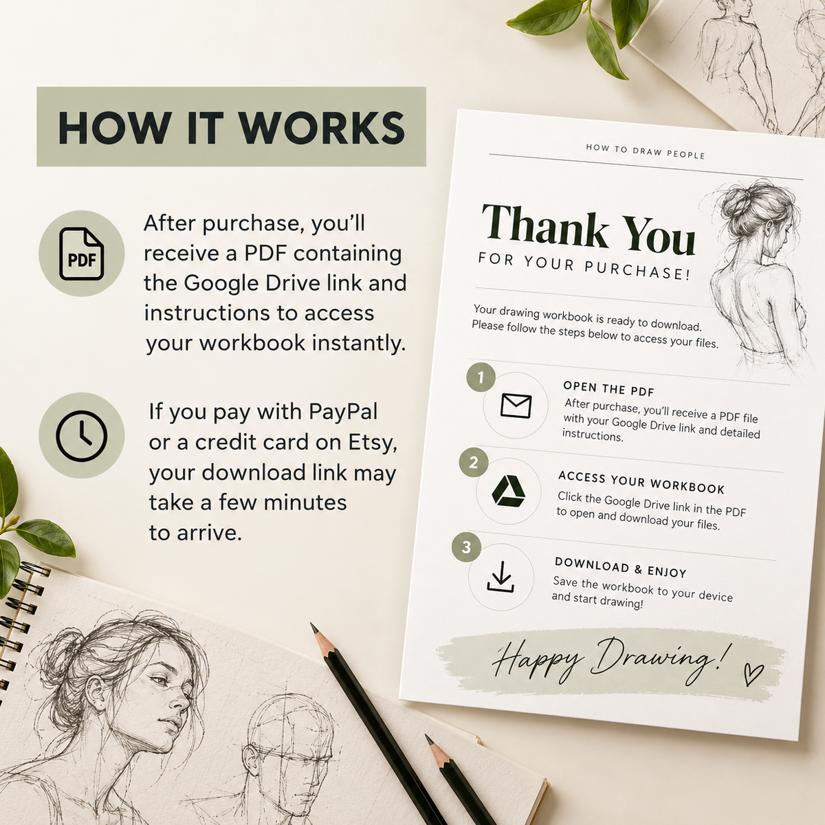 How to Draw People Workbook, Printable Figure Sketching Exercises for Beginners