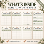 Home Management Binder, Editable ADHD Household Planner with Resell Rights