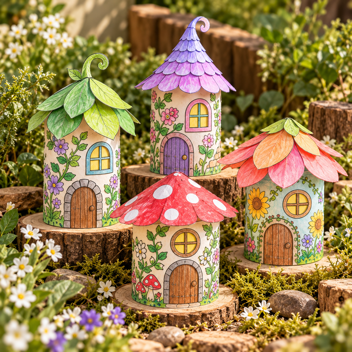Printable Fairy House Craft, Coloring and Cut and Paste Activity for Kids