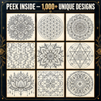 Mandala Coloring Pages, 1000 Printable Geometric Designs for Adult Stress Relief