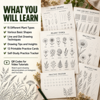 How to Draw Flowers Workbook, Printable Floral and Grass Sketching Exercises