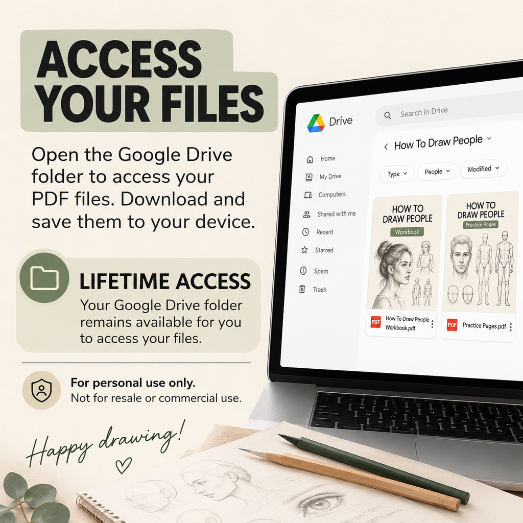 How to Draw People Workbook, Printable Figure Sketching Exercises for Beginners