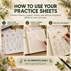 How to Draw Flowers Workbook, Printable Floral and Grass Sketching Exercises